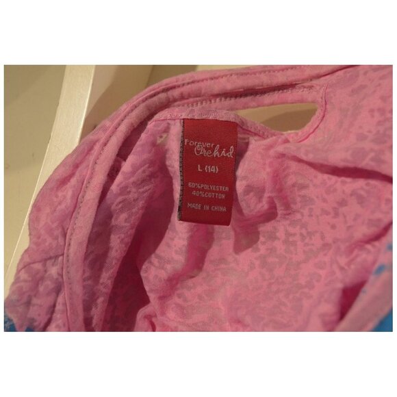 Forever Orchid Pink Multicolor Animal Print Pullover Top Blouse Shirt Child Sz L - Picture 4 of 4